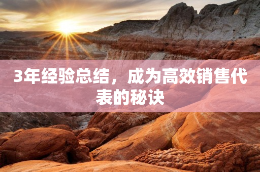 3年经验总结，成为高效销售代表的秘诀